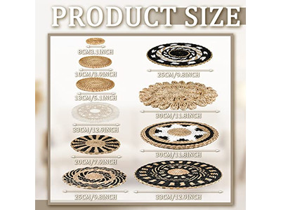 Cesta de Parede Tecida Boho Decorativa Plana Feita à Mão Grande