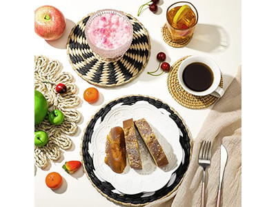 Cesta de Parede Tecida Boho Decorativa Plana Feita à Mão Grande