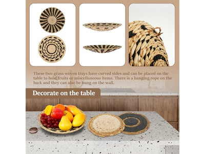 Conjunto de Decoração de Parede com Cesta Plana Peças de Decoração Artesanal para Quarto de Namorada