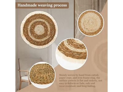 Conjunto de Decoração de Parede com Cesta Plana Peças de Decoração Artesanal para Quarto de Namorada