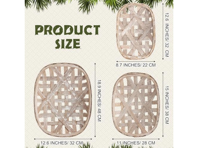 Decoração de Parede de Banheiro de Rattan Conjunto de 3 de Capim-Marinho Decoração de Restaurante