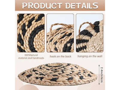 Cesta de Parede Tecida Conjunto de Decoração para Casa Boho Pendurada